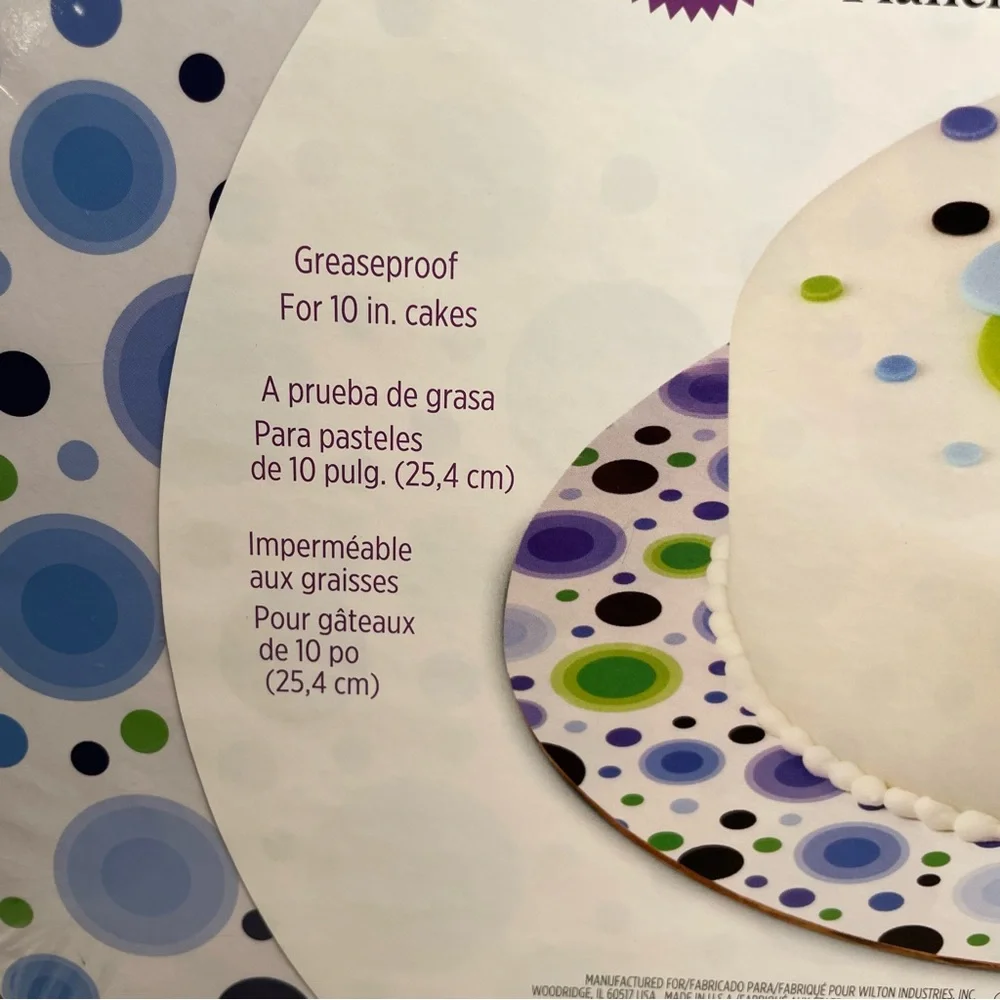 Wilton 12” Cake Boards - Blue Dot - 3 per pack - 2 packs